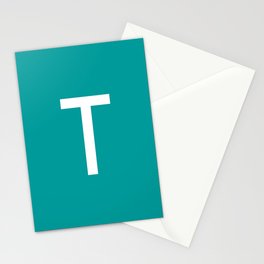 LETTER T (WHITE-TEAL) Stationery Card