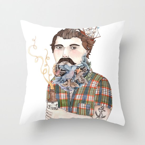Flock of Beards Throw Pillow