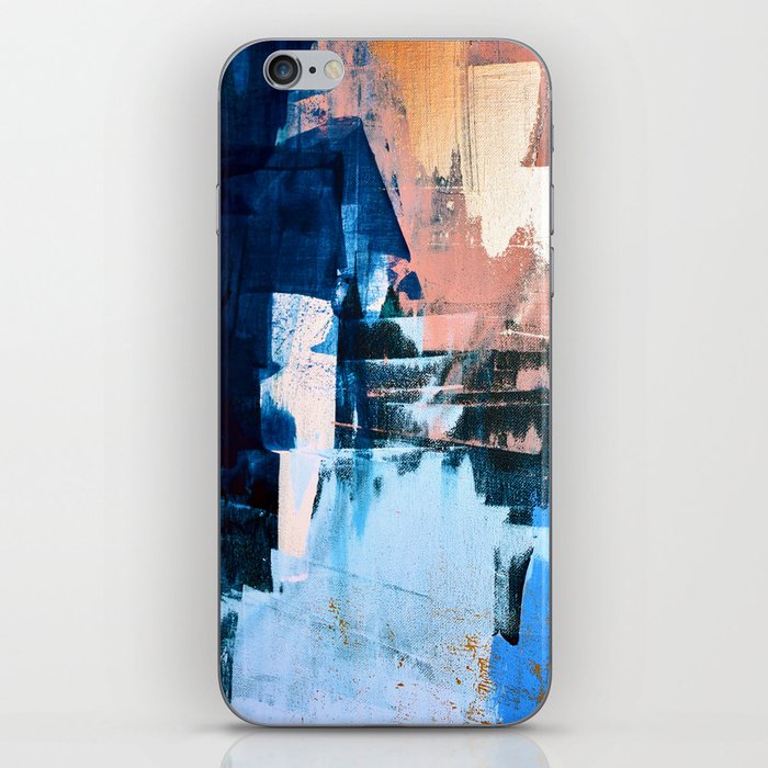 On the Dock: a pretty abstract design in blues and pinks by Alyssa Hamilton Art iPhone Skin