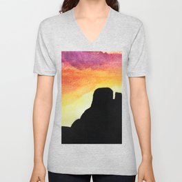 Silhouette Sunset V Neck T Shirt