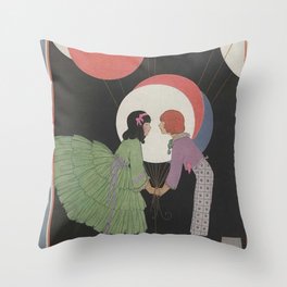 Young Couple Kiss - Vintage Fashion Magazine Cover - August 1917 Throw Pillow