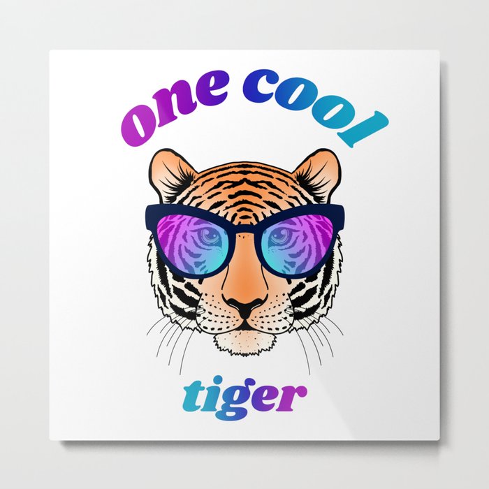 Cool tiger face with gradient glasses Metal Print