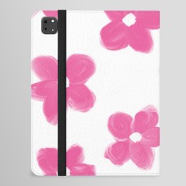 Preppy Pink Flowers Minimalist Pattern iPad Folio Case