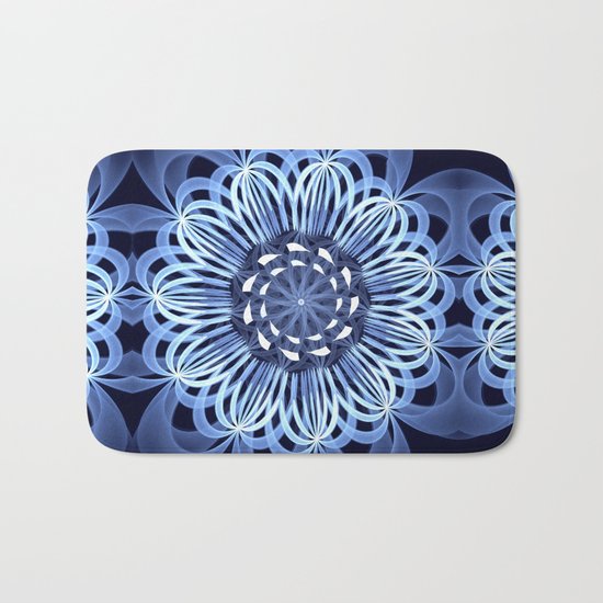 Sky blue fantasy pattern flower Bath Mat