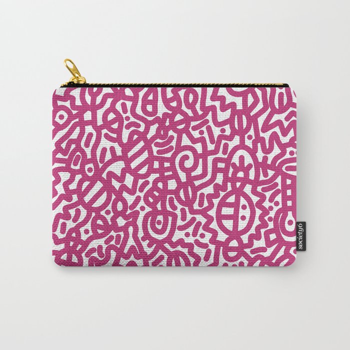 Raspberry on White Doodles Carry-All Pouch