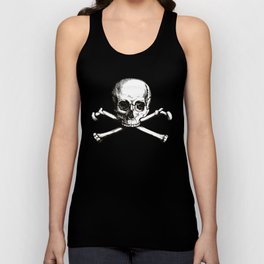 Skull and Crossbones | Jolly Roger | Pirate Flag | Black and White | Tank Top