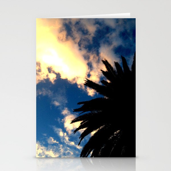 Palm Tree Silhouette The Sun Behind The Clouds Stationery Cards By Moonshineparadise
