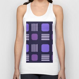 Mid-Century Modern Squares Lines Purple Unisex Tank Top