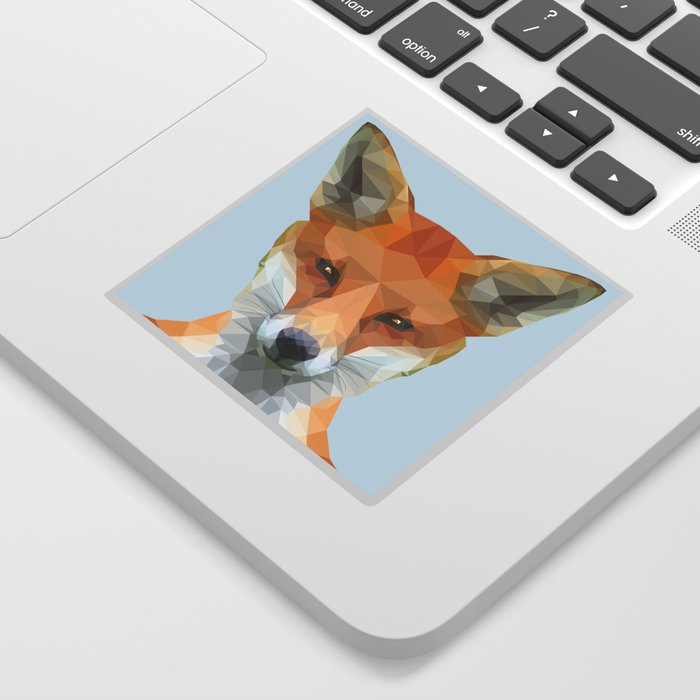 Cute geometric fox on blue/grey background Sticker