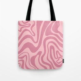 Cozy Hand-Painted Retro Modern Swirl in Rose Pink on Blush Pink Tote Bag