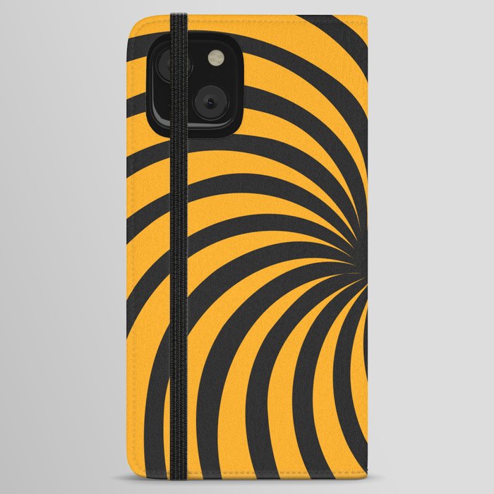 Black and Yellow Radial Sunbeams. iPhone Wallet Case
