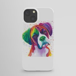 Rainbow Boxer Dog breeed iPhone Case