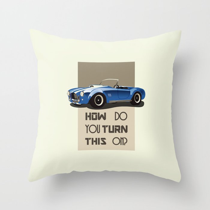 The Classic Game Cheat Code: How do you turn this on Funny Blue Cobra Car Throw Pillow