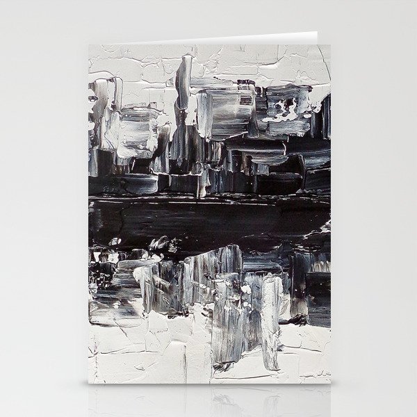 Flatline - black & white abstract painting Stationery Cards