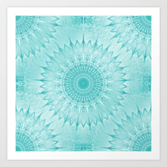 Turquoise Metallic Mandala Art Print