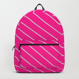 [ Thumbnail: Deep Pink & Light Gray Colored Pattern of Stripes Backpack ]