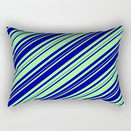 [ Thumbnail: Dark Blue and Green Colored Lines/Stripes Pattern Rectangular Pillow ]