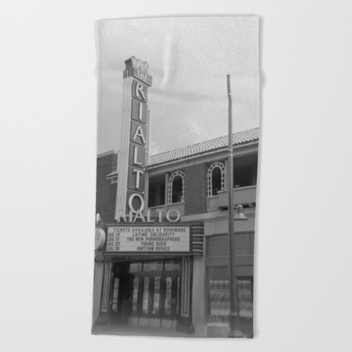 Vintage Neon Sign - The Rialto Theater - Tucson Arizona Beach Towel