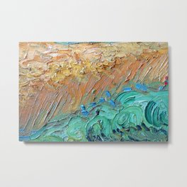 Wheat Field with Cypresses Brush Detail by Vincent van Gogh Metal Print
