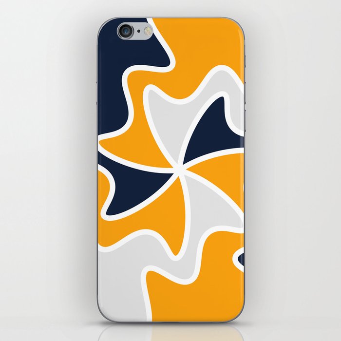 Abstract Curved Mid Century Modern Style Lines pattern - Dark Tangerine and Platinum iPhone Skin