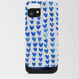 Brush stroke hearts - blue iPhone Card Case