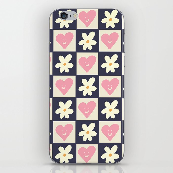 Spring of Flowers and Love - Light Pink and Dark Navy Happy iPhone Skin