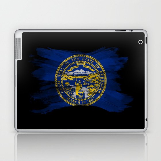Nebraska state flag brush stroke, Nebraska flag background Laptop & iPad Skin