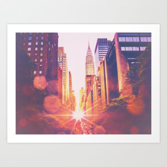 New York City Bokeh Sunset Art Print