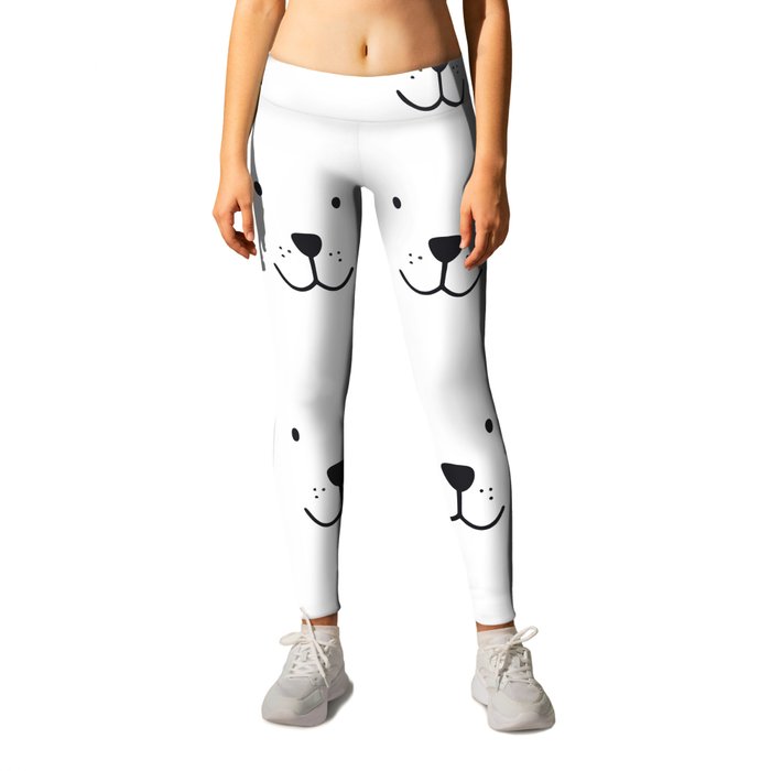 Black White Cute Baer Pattern Leggings