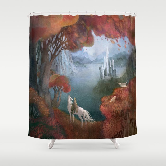 Traveller and the Fairy Castle Shower Curtain