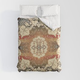 Vintage Red Floral with Leaves and Branches Duvet Cover