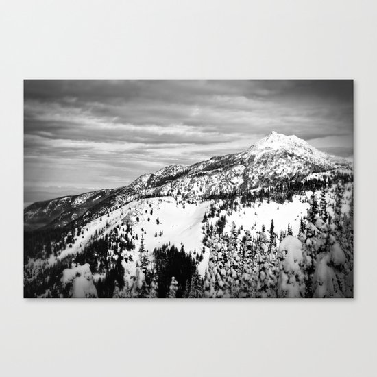 Snowy Mountain Peak Black and White Canvas Print