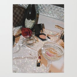 GIRLS PARTY - aesthetic glitter collage art work, weekend vibes, glamour and chick , luxury vibes. Poster
