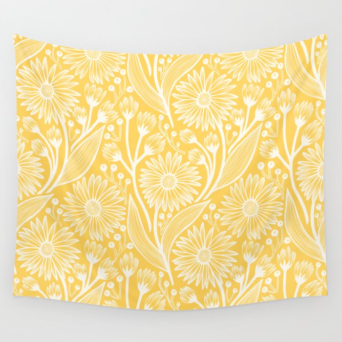 Sunshine Yellow Coneflowers Wall Tapestry