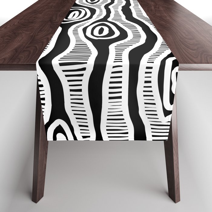 Authentic Aboriginal Art - Tree W&B Table Runner