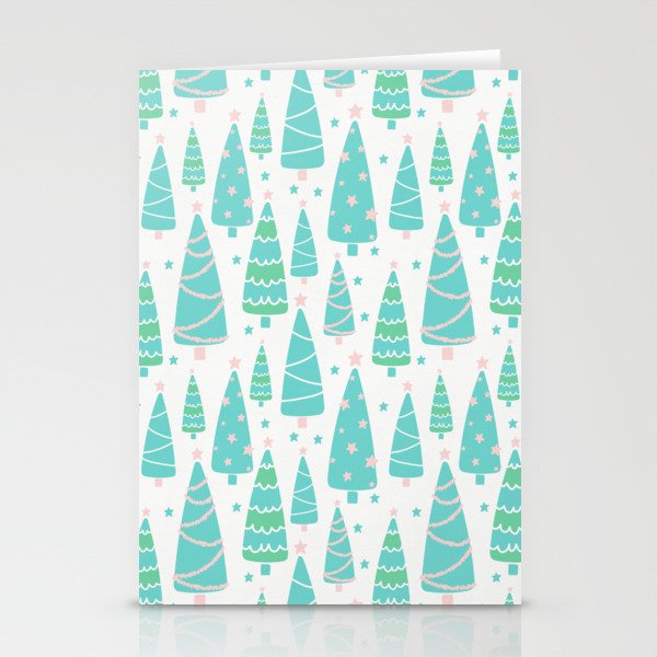 Pastel Christmas Tree Forest Stationery Cards