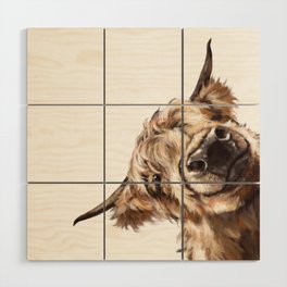 Sneaky Highland Cow Wood Wall Art