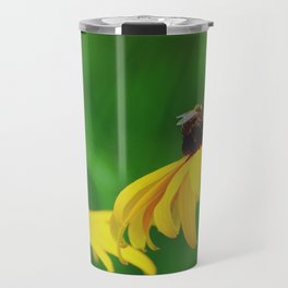 Black-eyed Susan yellow flowers and bee | Rudbeckia hirta | Gloriosa Daisy Travel Mug