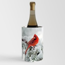 Cardinal on Snowy Branch #2 Wine Chiller