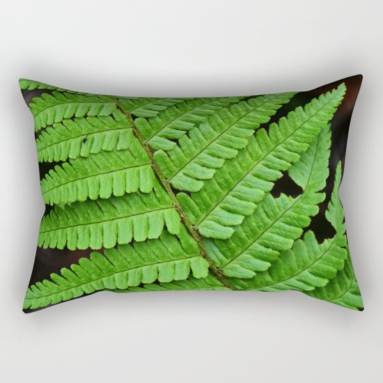 Bright Green Fern in the Forest Rectangular Pillow