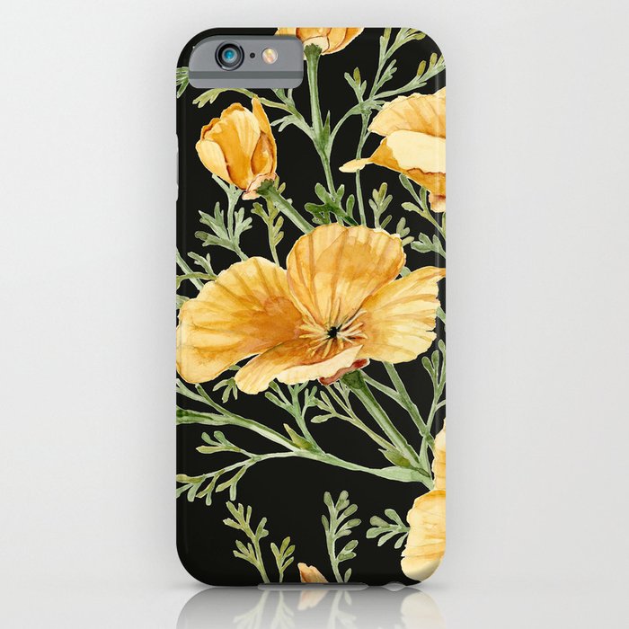California Poppies on Charcoal Black iPhone Case