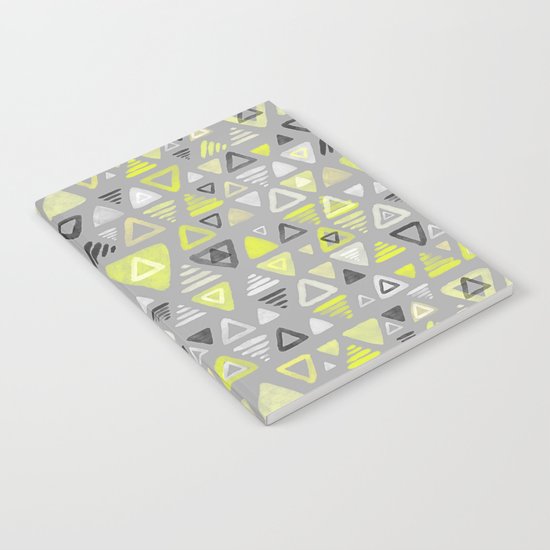 Summer Yellow Triangles on Grey Notebook