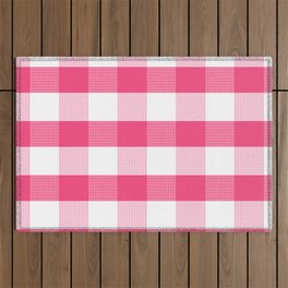 Pink Plaid Back To School Pattern Outdoor Rug