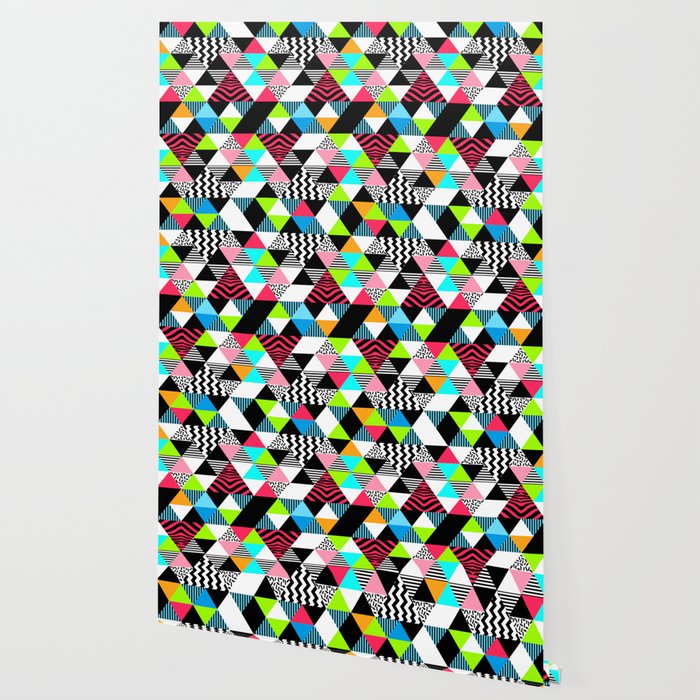 Vintage Retro 1980s 80s New Wave Neon Jams Triangular Pattern