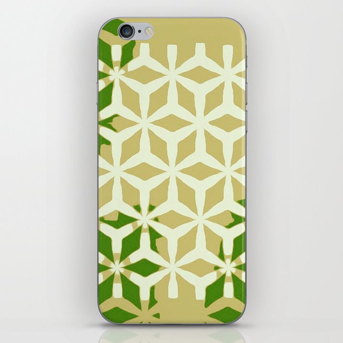 Retro Modern Color Block Yellow Green Beige iPhone Skin