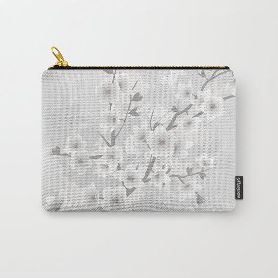 Warm Gray Floral Cherry Blossoms Carry-All Pouch