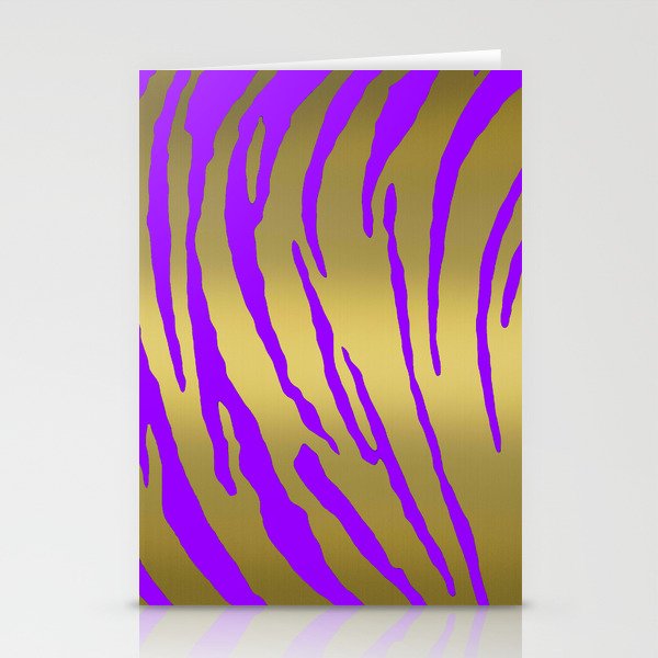 Gold Tiger Stripes Purple Stationery Cards