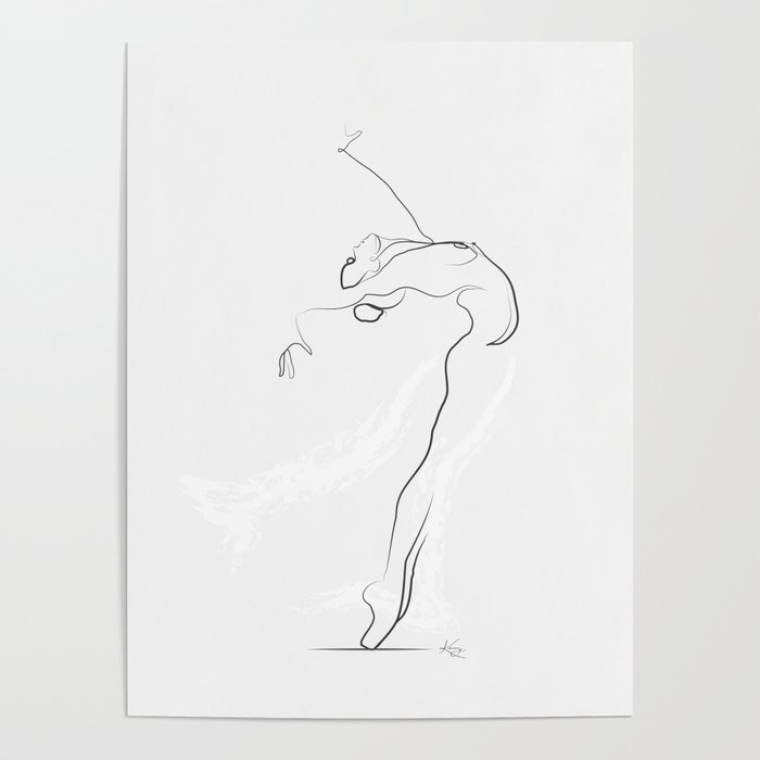 'FLIGHT', Dancer Line Drawing Poster