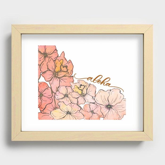 Kalena Aloha Watercolor Florals Recessed Framed Print