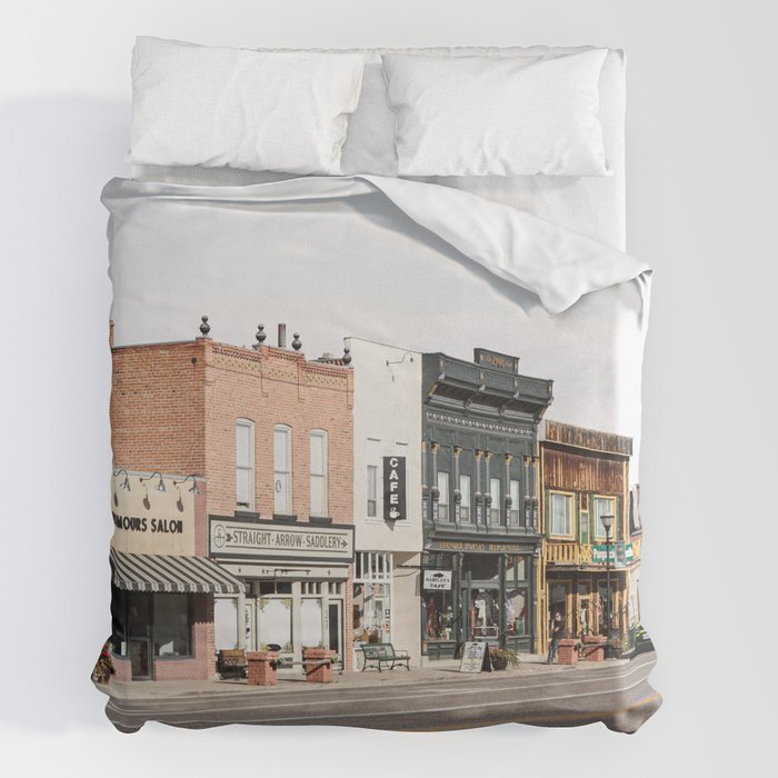 Vintage American Town Photo Print | Streets Of Panguitch Utah Photo Art | Color Travel Photography Duvet Cover